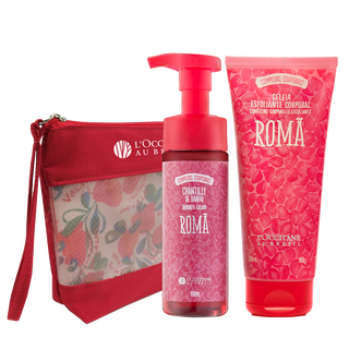 Combo Romã: Chantilly de Banho, Geleia Esfoliante + Necessaire